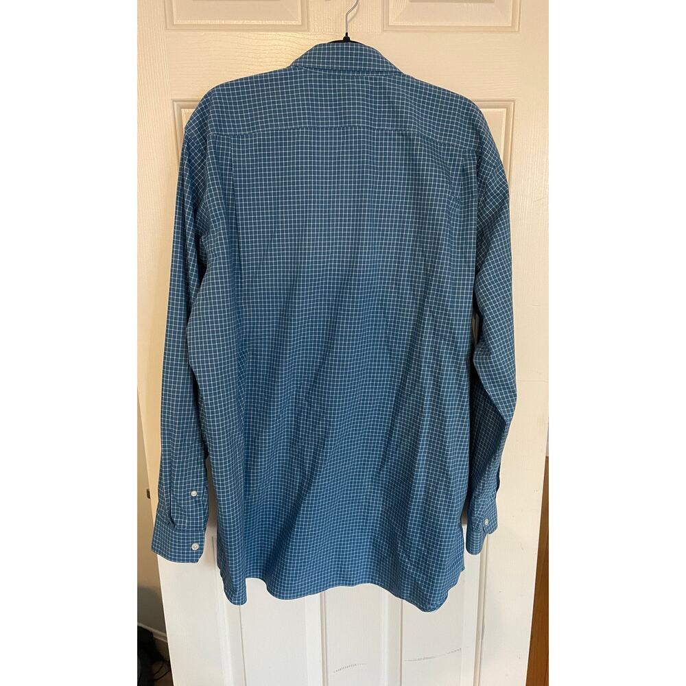 L.L.Bean All Cotton Mens XL Tall Shirt Button Down Blue/White Checker LongSleeve - Picture 2 of 12